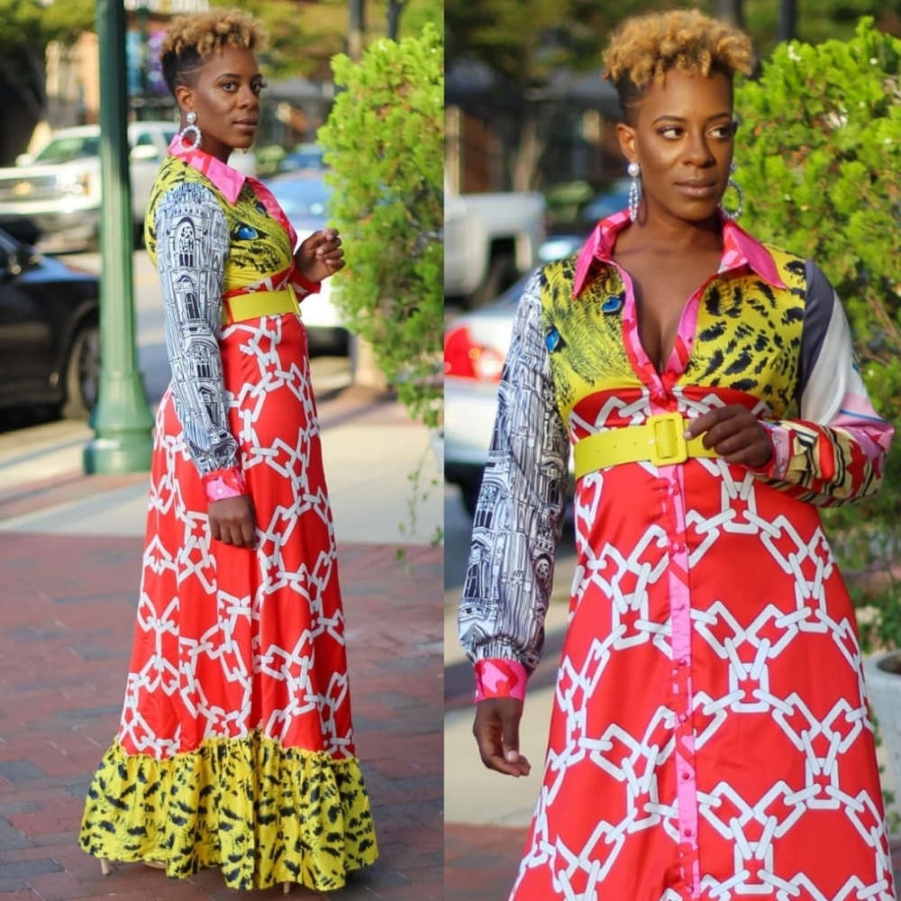 👗👗👗 LUXE Full Length Pattern Ruffle Maxi Dress